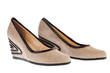 Beige suede platform shoes