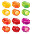 Glossy candies - colorful icons set