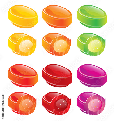 Vector: Glossy candies - colorful icons set Glossy candies - colorful icons set