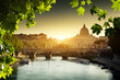 view on Tiber and St Peter Basilica in Vatican
