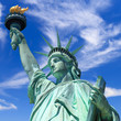 statue of liberty, new york, usa, blue sky with clouds