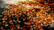 leaves floating on the waves