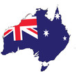 Country outline with the flag of Australia