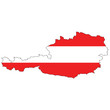 Country outline with the flag of Austria