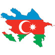 Country outline with the flag of Azerbaijan