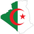 Country outline with the flag of Algeria