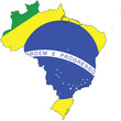 Country outline with the flag of Brazil