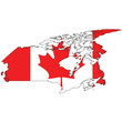 Country outline with the flag of Canada