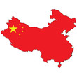 Country outline with the flag of China