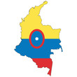 Country outline with the flag of Colombia