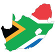 Country outline with the flag of South Africa