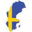 Country outline with the flag of Sweden