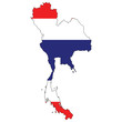 Country outline with the flag of Thailand