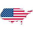 Country outline with the flag of USA