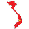 Country outline with the flag of Vietnam