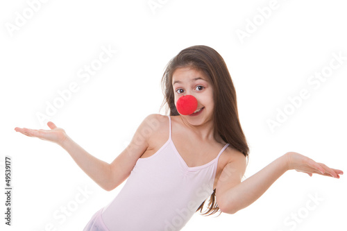 Photo: kid with red clown nose kid with red clown nose