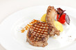steak served with potatoes