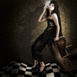 Photo: Fine Art Grunge Fashion Portrait In Dark Interior Fine Art Grunge Fashion Portrait In Dark Interior