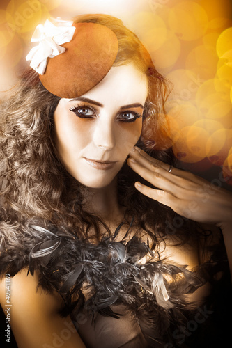 Photo: Vintage Style Actress Performing In French Beret Vintage Style Actress Performing In French Beret