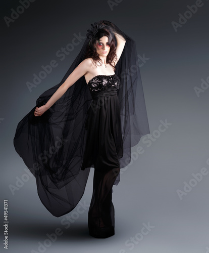 Photo: Alternative Fashion Model With Black Lace Dress Alternative Fashion Model With Black Lace Dress