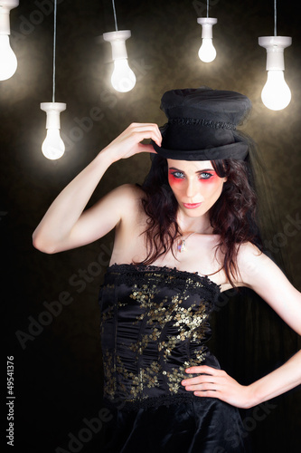 Photo: Gorgeous Female Fashion Model Wearing Top Hat Gorgeous Female Fashion Model Wearing Top Hat