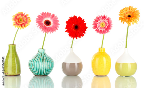 Photo: Beautiful Gerber flowers isolated on white Beautiful Gerber flowers isolated on white