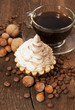 cake with coffee and nuts