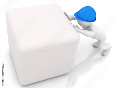 Illustration: the man carries the cube(working) the man carries the cube(working)