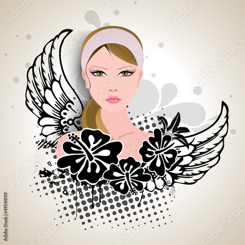 Vector: Happy Women's Day greeting card or background with portrait of a Happy Women's Day greeting card or background with portrait of a