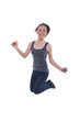 Beautiful Woman Jumping In Joy