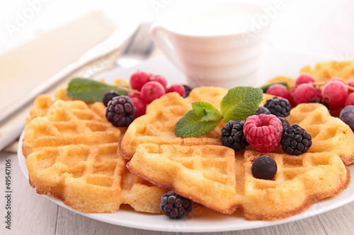 Photo: waffles with berries fruits waffles with berries fruits