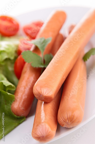 Photo: close up on plate of sausages close up on plate of sausages