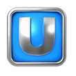 Silver Letter in Frame, on Blue Background.