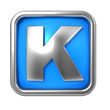 Silver Letter in Frame, on Blue Background.