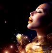 Luxury Golden Makeup. Beautiful Professional Holiday Make-up
