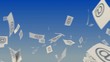 Flying paper documents with "at" symbol. Looping.