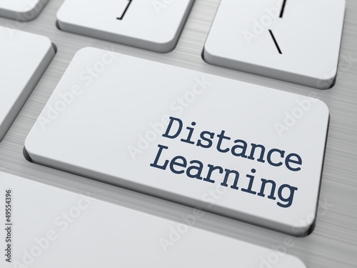 Illustration: Distance Learning Button. Distance Learning Button.