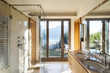 interior bathroom, shower and two sinks