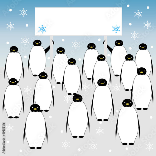 Vector: Penguins holding a banner Penguins holding a banner
