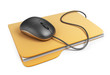 Computer mouse on folder. 3D Icon isolated on white background