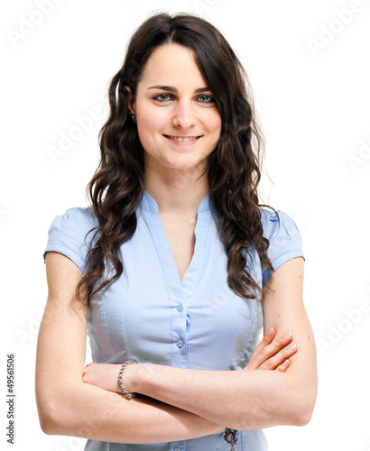 Photo: Young woman portrait with folded arms Young woman portrait with folded arms