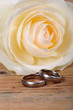 Ringe Rosen auf altem Holz