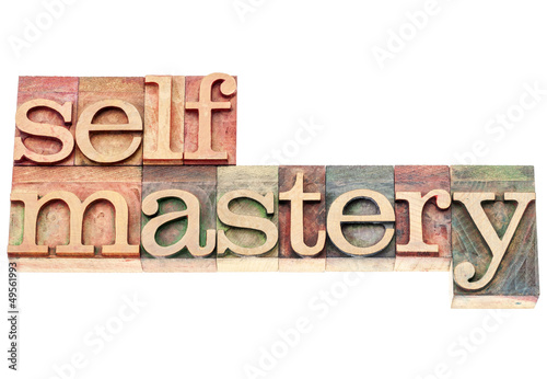 Photo: selfmastery word in wood type selfmastery word in wood type