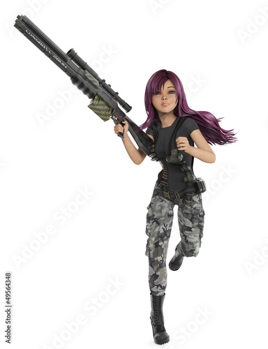 Illustration: mercenary girl running mercenary girl running