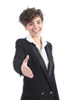 Beautiful businesswoman ready to handshake