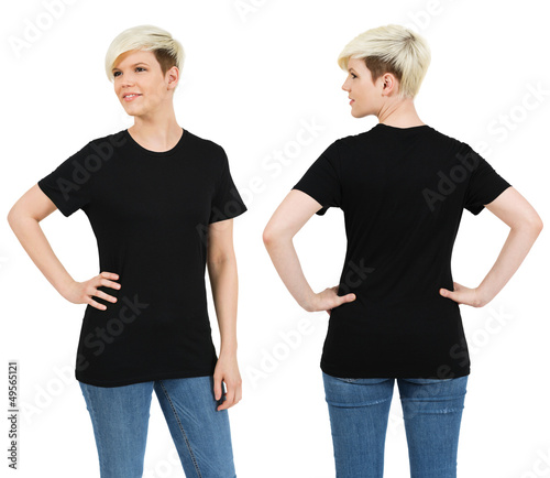 Photo: Cute female with blank black shirt Cute female with blank black shirt