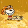 Vector: Cute pirate and treasures Cute pirate and treasures