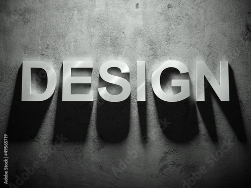 Illustration: Design text with shadow, word Design text with shadow, word