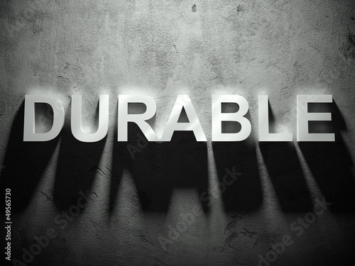 Illustration: Durable text with shadow, word Durable text with shadow, word