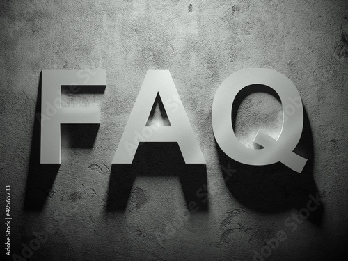 Illustration: FAQ text with shadow, word FAQ text with shadow, word